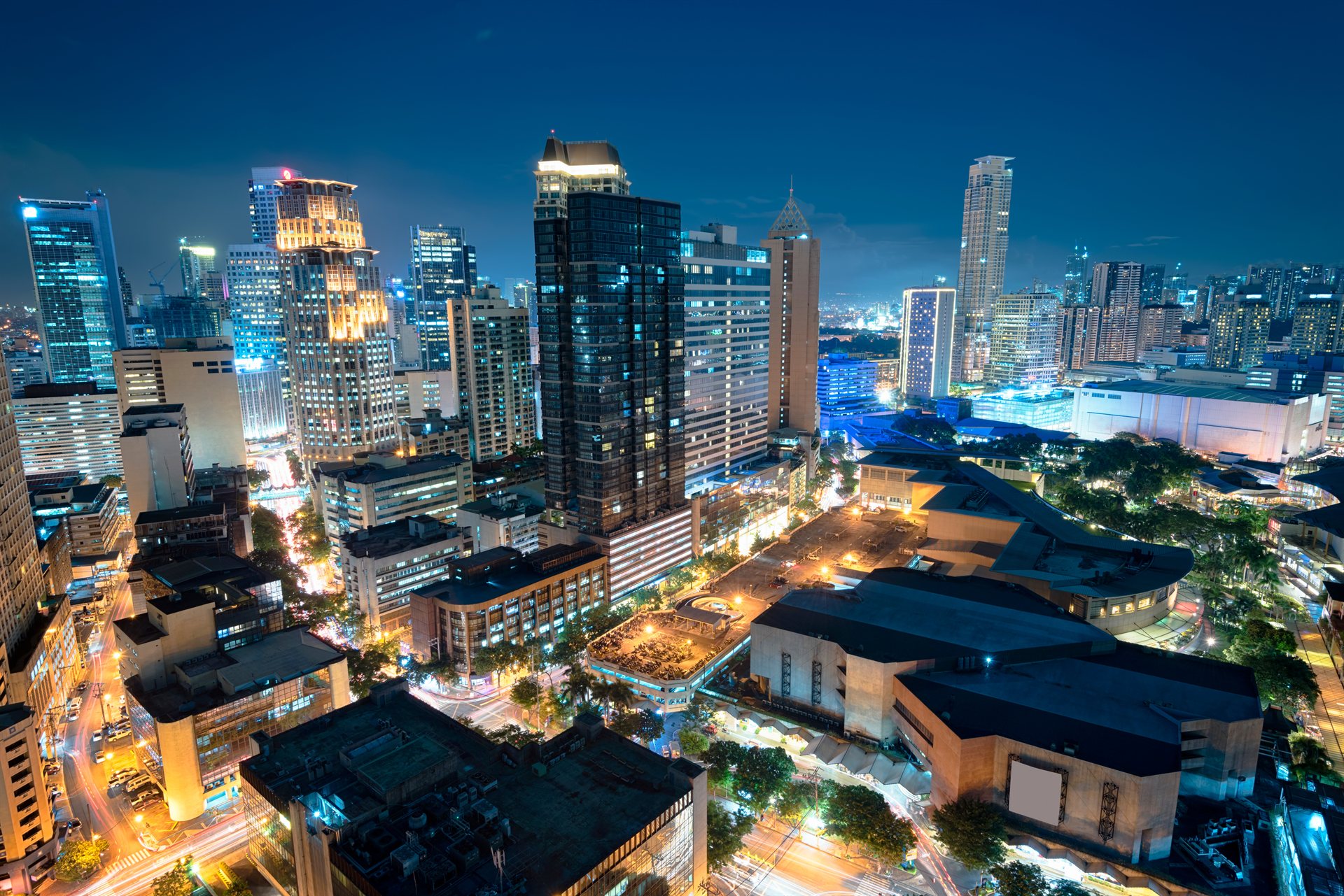 Makati skyline evening view Metro Manila
