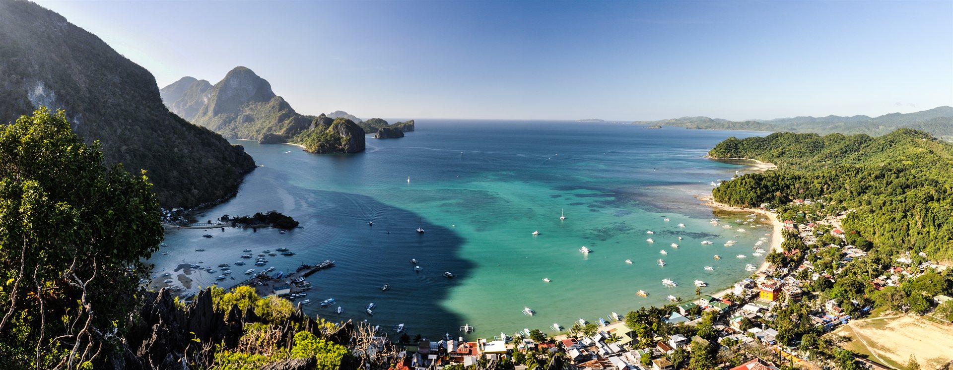 Panoramic mountain ridges and sea horizons