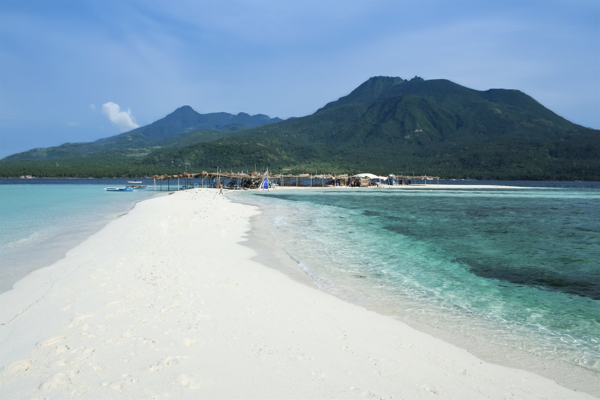 White beach island hopping sandbar in southern Philippines