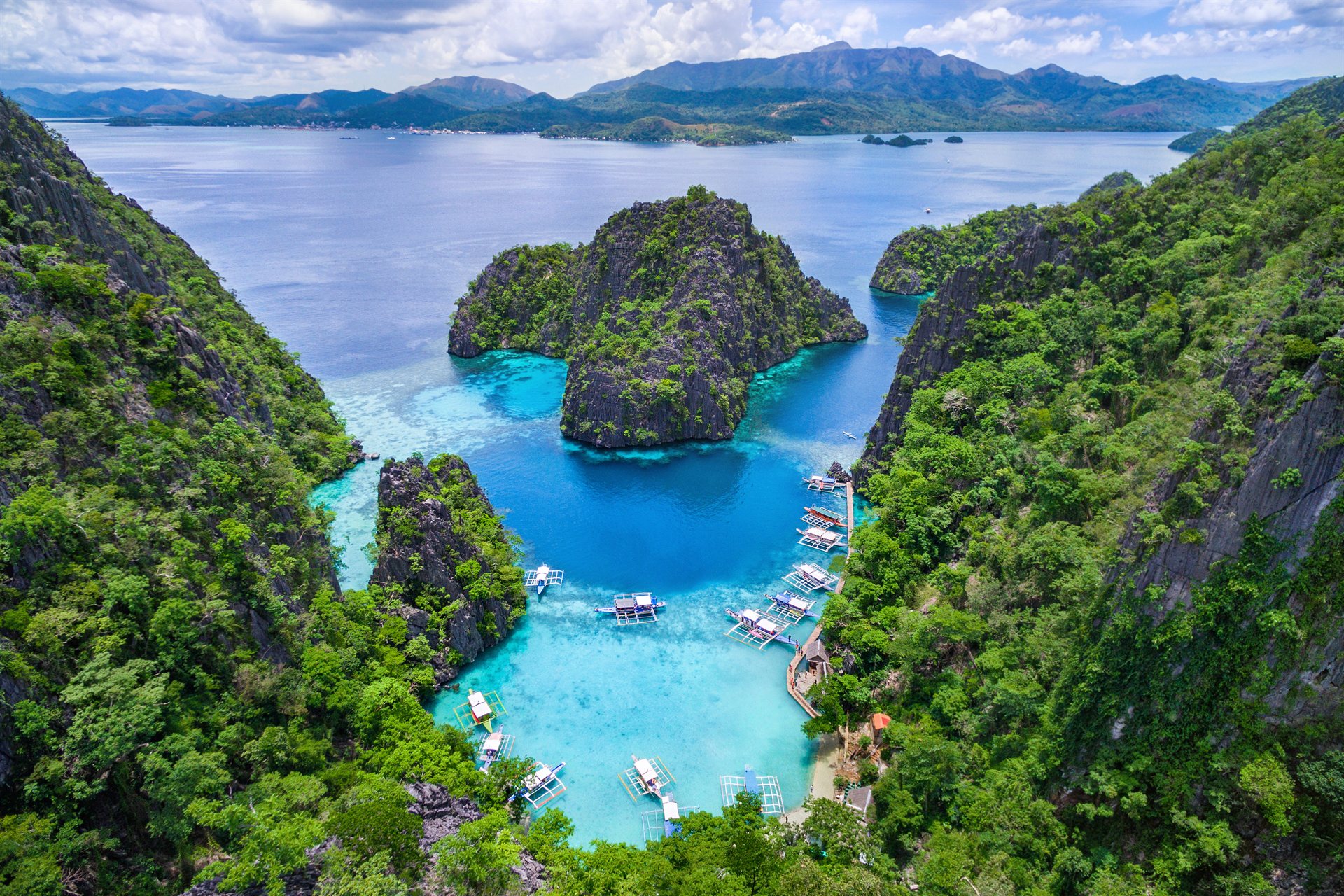 Pristine mountain lake and limestone peaks