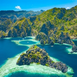 Aerial view of big lagoon in Coron Island
