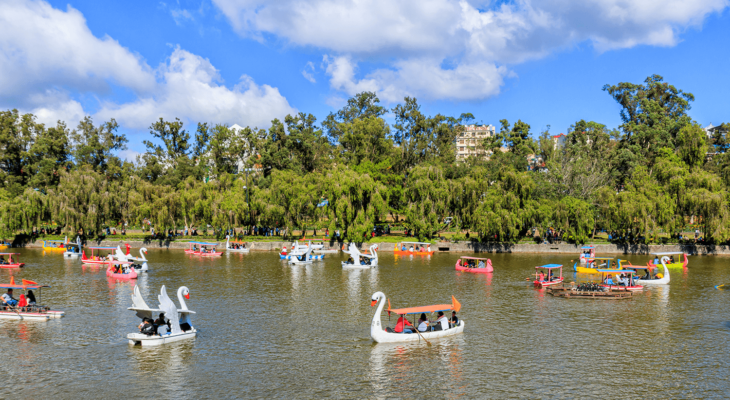 Riding boats in Burnham Park